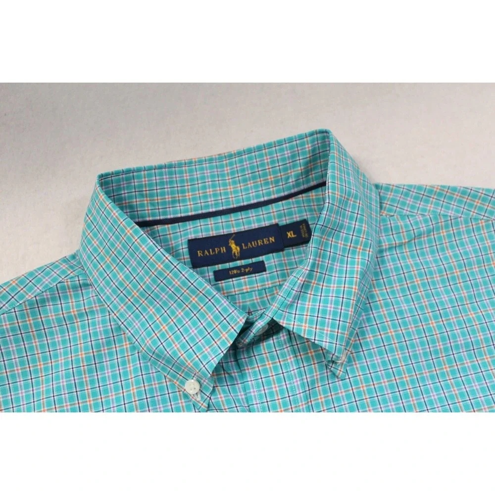 Polo Ralph Lauren Dress Shirt Plaid 120s 2-Ply‎ Classic Fit Long Sleeve Mens XL